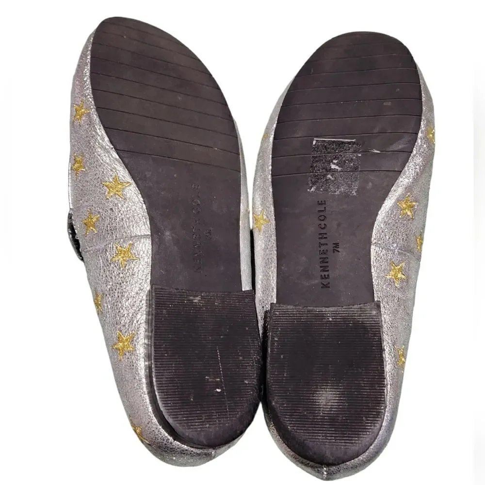 Kenneth Cole Westley Silver and Gold Star Loafers 7M